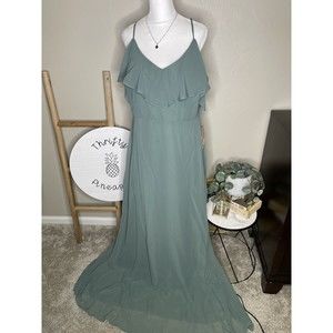 birdy grey sea glass green color Jane Bridesmaids Dress XLarge Pockets NEW